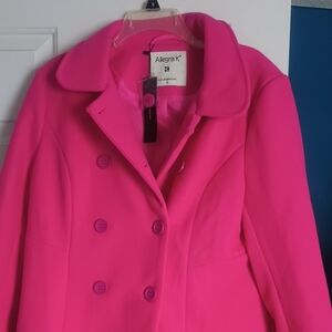 Allegra K Women's Pink Double-Breasted Coat